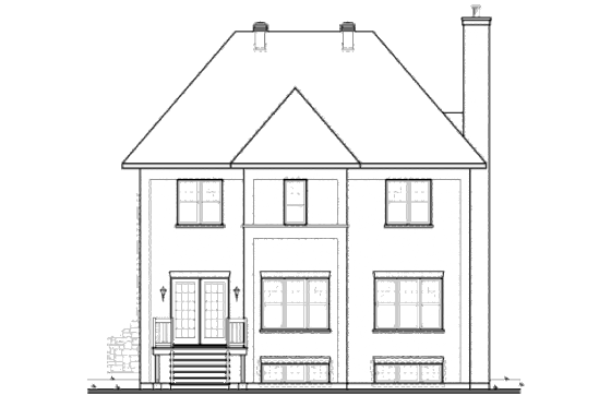 Exterior - Rear Elevation for European House Plan #23-2234 - 3 bed, 2 bath