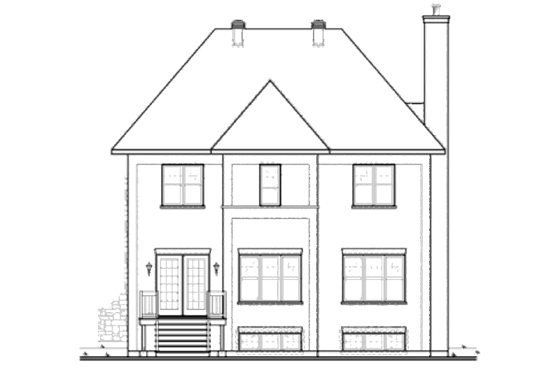 Home Plan - Exterior - Rear Elevation for European House Plan #23-2234 - 3 bed, 2 bath