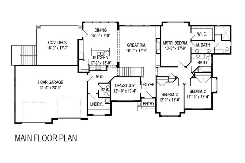 Architectural House Design - Floor Plan - Main Floor for Modern House Plan #920-41 - 5 bed, 3.5 bath