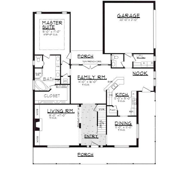 House Design - Country Floor Plan - Main Floor Plan #62-121