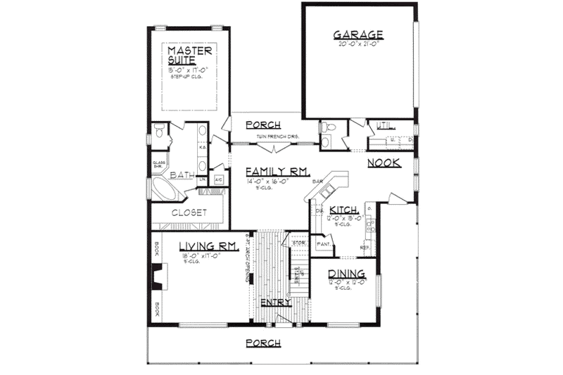 Architectural House Design - Floor Plan - Main Floor for Country House Plan #62-121 - 4 bed, 2.5 bath