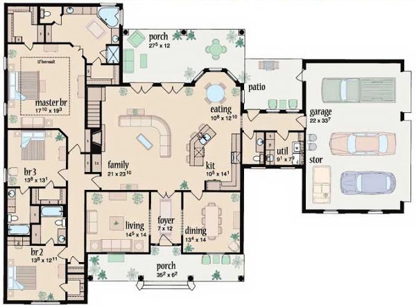Ranch Floor Plan - Main Floor Plan #36-477