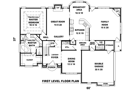 Floor Plan - Main Floor for European House Plan #81-1127 - 4 bed, 3.5 bath