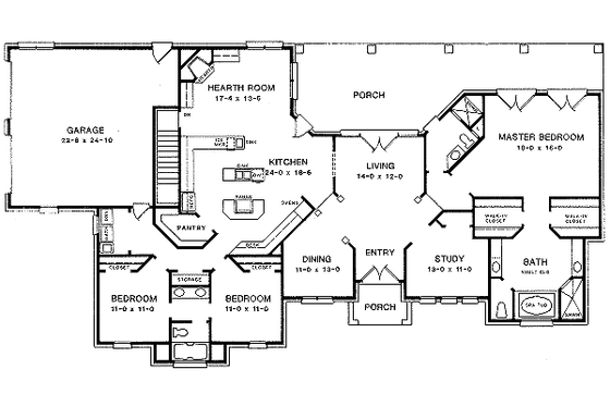 Floor Plan - Main Floor for European House Plan #10-111 - 3 bed, 3 bath