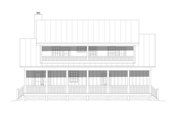 Exterior - Rear Elevation for Cabin House Plan #932-44 - 4 bed, 2.5 bath