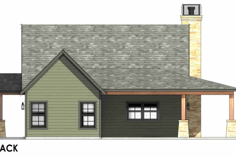 Home Plan - Exterior - Rear Elevation 1 for Bungalow House Plan #1096-182 - 3 bed, 2 bath