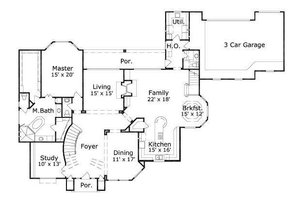 Floor Plan - Main Floor for European House Plan #411-253 - 5 bed, 3 bath