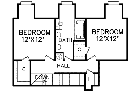 Floor Plan - Upper Floor for Traditional House Plan #65-106 - 4 bed, 3 bath