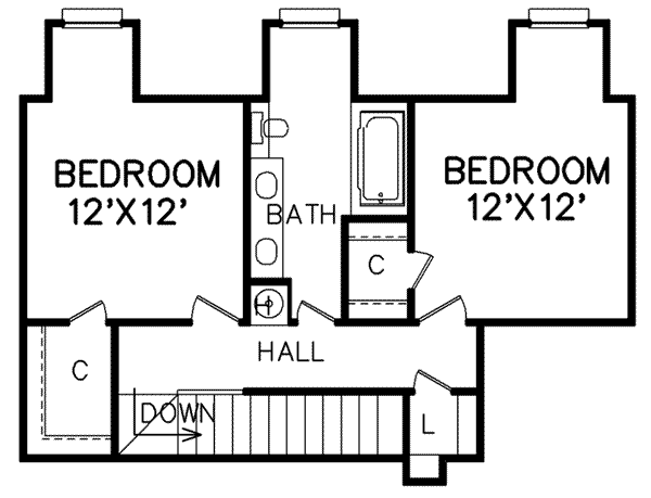 Traditional Floor Plan - Upper Floor Plan #65-106