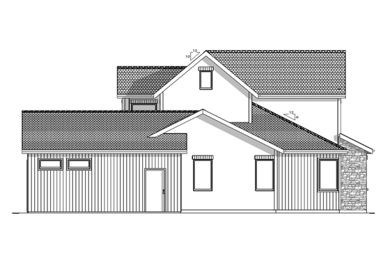 Exterior - Rear Elevation 1 for European House Plan #1099-20 - 3 bed, 2.5 bath