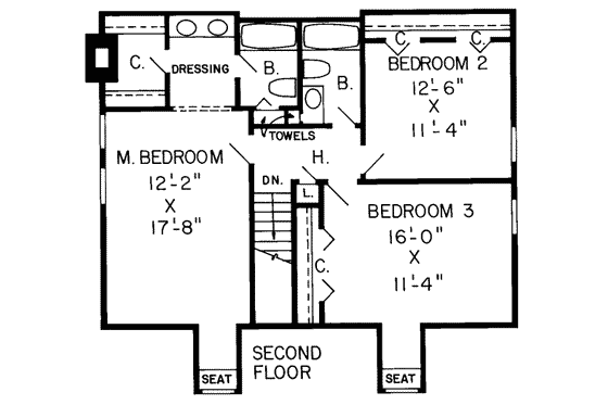 Floor Plan - Upper Floor for Country House Plan #312-188 - 3 bed, 2.5 bath