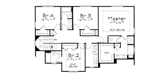 Home Plan - Traditional Floor Plan - Upper Floor Plan #20-2113