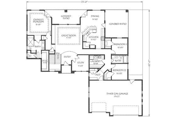 Floor Plan - Main Floor for Traditional House Plan #24-202 - 5 bed, 3 bath