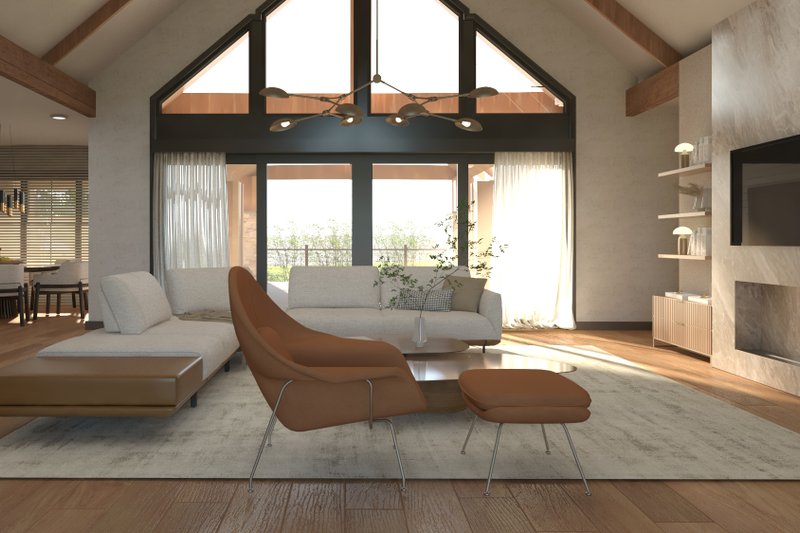 Architectural House Design - Interior - Family Room 1 for Barndominium House Plan #1064-302 - 3 bed, 2.5 bath