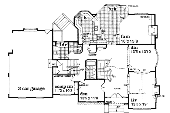 Floor Plan - Main Floor for European House Plan #47-320 - 4 bed, 4.5 bath