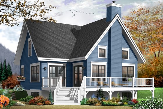 Exterior - Rear Elevation for Country House Plan #23-2264 - 3 bed, 2 bath