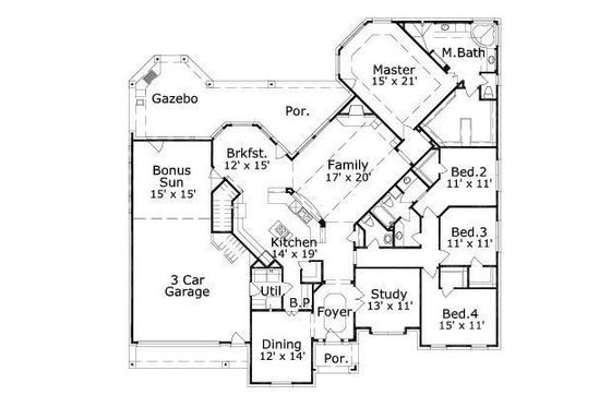 Floor Plan - Main Floor for Traditional House Plan #411-662 - 4 bed, 2.5 bath