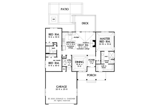 Floor Plan - Main Floor for Farmhouse House Plan #929-1107 - 3 bed, 2 bath