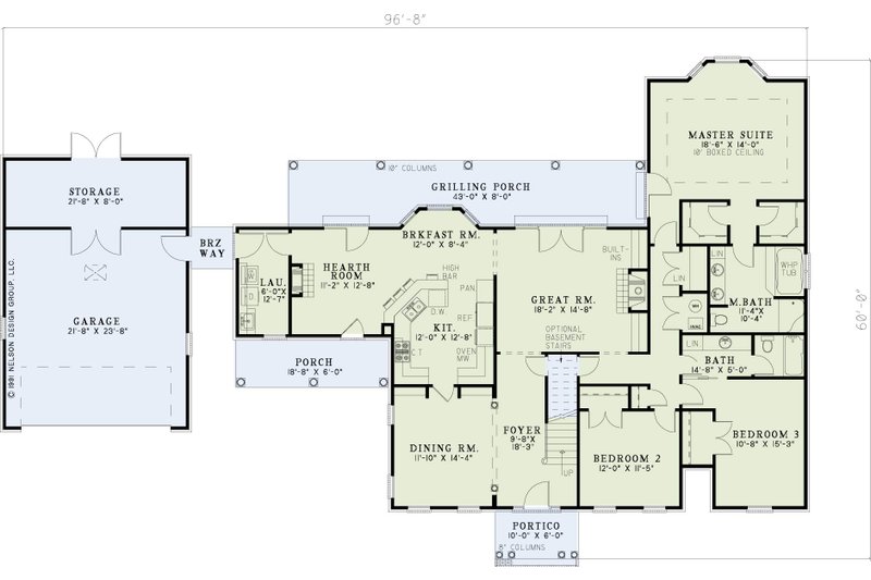Home Plan - Floor Plan - Main Floor for Country House Plan #17-3296 - 3 bed, 2 bath