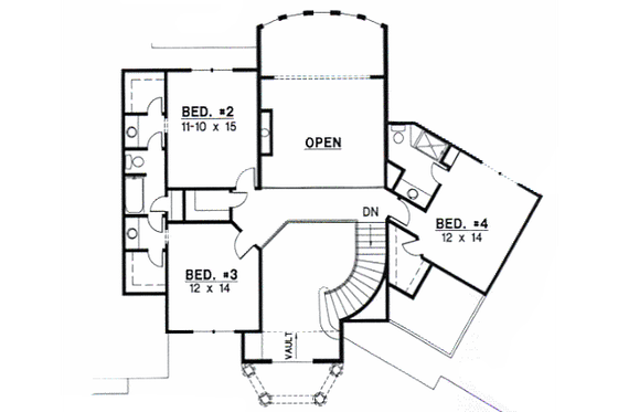 Floor Plan - Upper Floor for Modern House Plan #67-301 - 4 bed, 3 bath