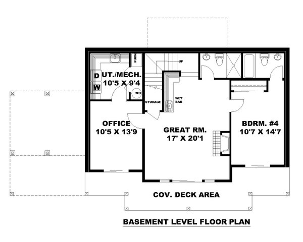 House Design - Floor Plan - Lower Floor for Craftsman House Plan #117-1042 - 4 bed, 5.5 bath