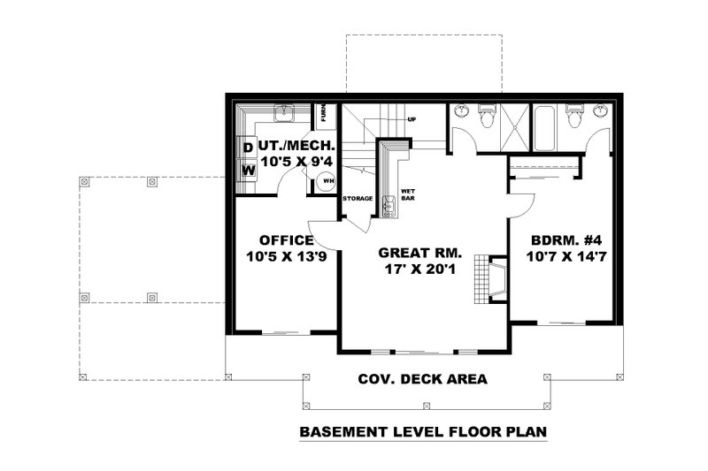 House Design - Floor Plan - Lower Floor for Craftsman House Plan #117-1042 - 4 bed, 5.5 bath