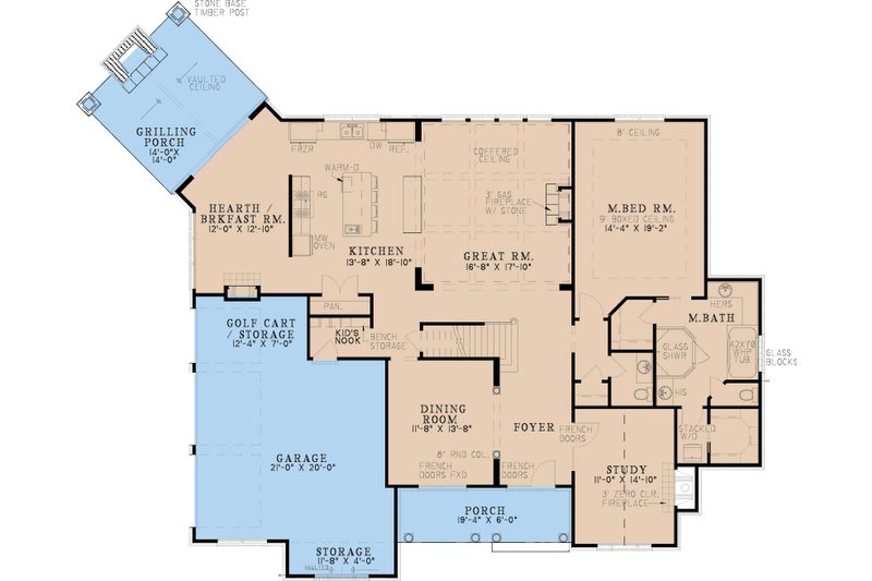 Dream House Plan - Floor Plan - Main Floor for European House Plan #923-79 - 5 bed, 5.5 bath