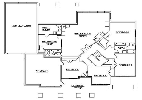 House Design - Traditional Floor Plan - Lower Floor Plan #5-307