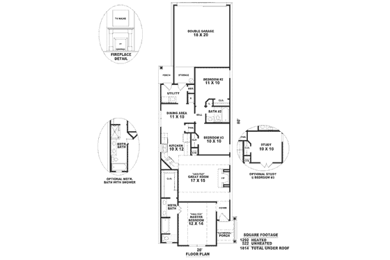 Floor Plan - Main Floor for Traditional House Plan #81-188 - 3 bed, 2 bath