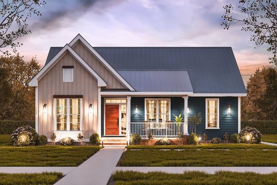 Exterior - Front Elevation 3 for Traditional House Plan #54-629 - 3 bed, 2 bath