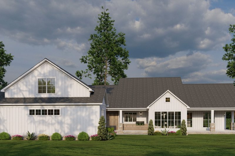 House Design - Exterior - Rear Elevation for Farmhouse House Plan #923-381 - 3 bed, 2.5 bath