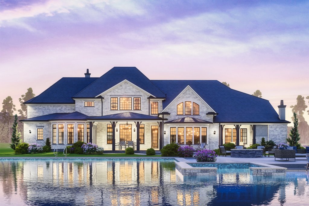 Exterior - Rear Elevation 2 for European House Plan #54-696 - 5 bed, 5 bath