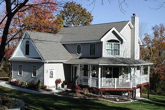 Exterior - Front Elevation for Country House Plan #75-109 - 3 bed, 2.5 bath