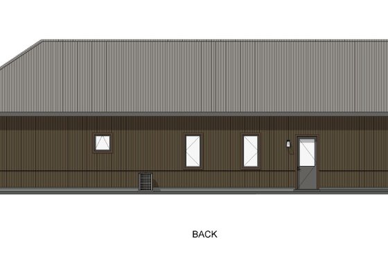 Exterior - Rear Elevation for Farmhouse House Plan #1069-25 - 2 bed, 2 bath