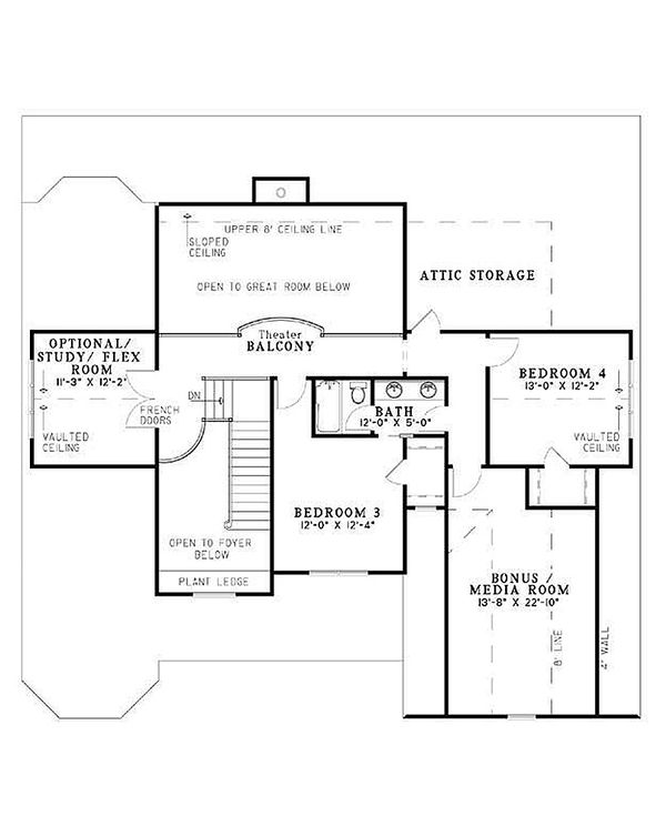 Country Floor Plan - Upper Floor Plan #17-1169