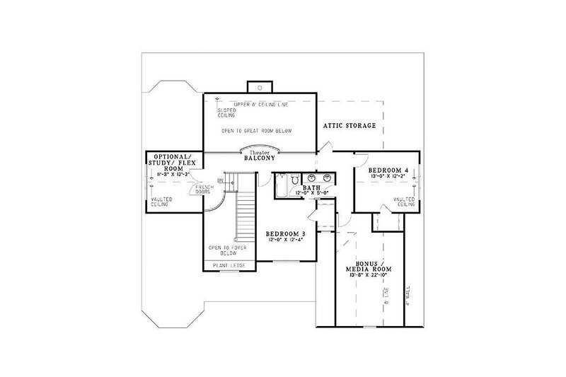 Dream House Plan - Floor Plan - Upper Floor for Country House Plan #17-1169 - 4 bed, 3 bath