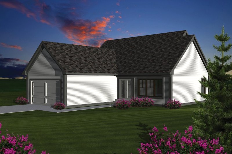 House Plan Design - Exterior - Rear Elevation for Cottage House Plan #70-1074 - 2 bed, 1.5 bath