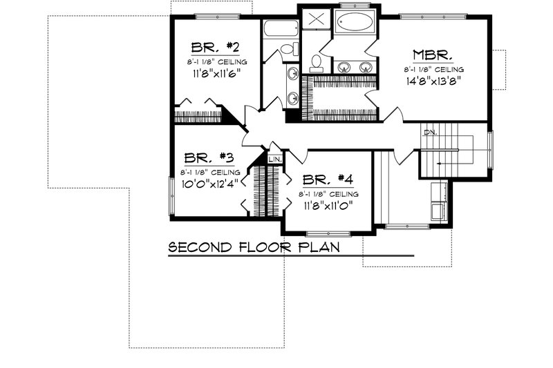 Home Plan - Floor Plan - Upper Floor House Plan #70-1102 - 4 bed, 2.5 bath