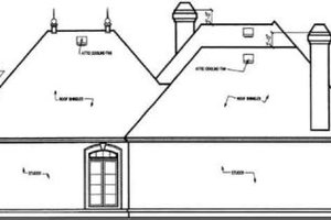 Exterior - Rear Elevation for European House Plan #45-240 - 3 bed, 3 bath