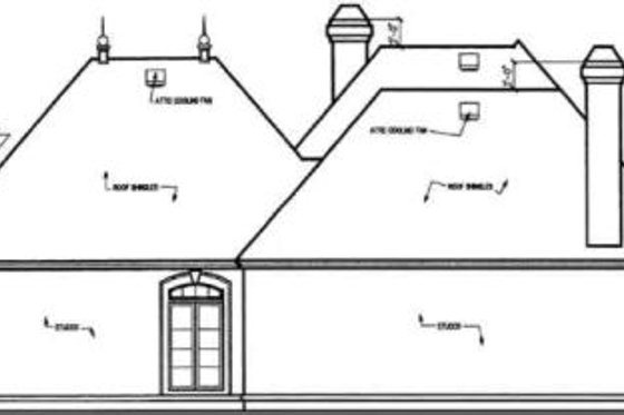 Exterior - Rear Elevation for European House Plan #45-240 - 3 bed, 3 bath
