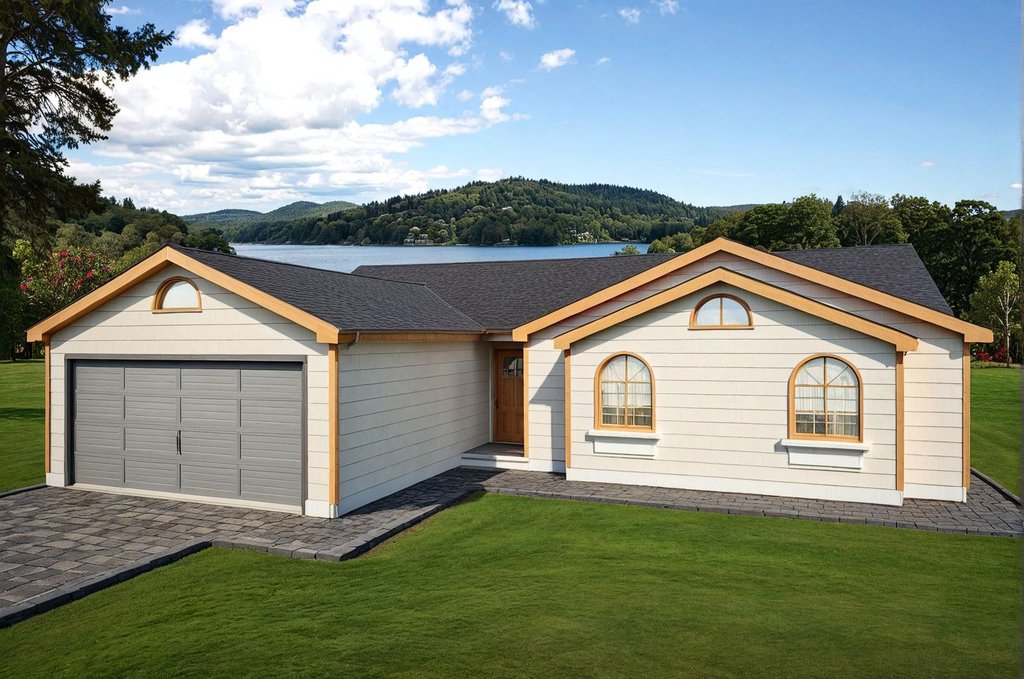 Exterior - Front Elevation 2 for Ranch House Plan #117-189 - 3 bed, 2 bath