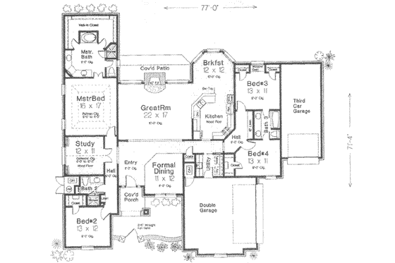 Floor Plan - Main Floor for European House Plan #310-382 - 4 bed, 3 bath