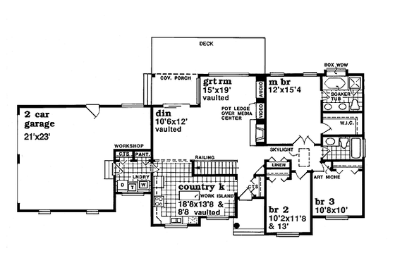 Floor Plan - Main Floor for Traditional House Plan #47-335 - 3 bed, 2 bath