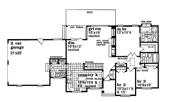 Floor Plan - Main Floor for Traditional House Plan #47-335 - 3 bed, 2 bath