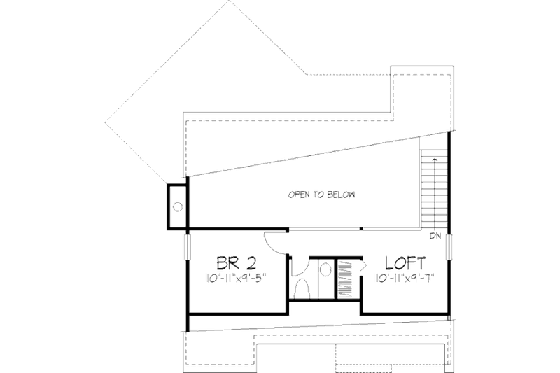 Home Plan - Floor Plan - Upper Floor for Cabin House Plan #320-316 - 2 bed, 1.5 bath