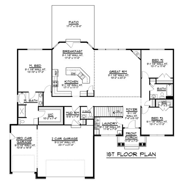 Dream House Plan - Ranch Floor Plan - Main Floor Plan #1064-47
