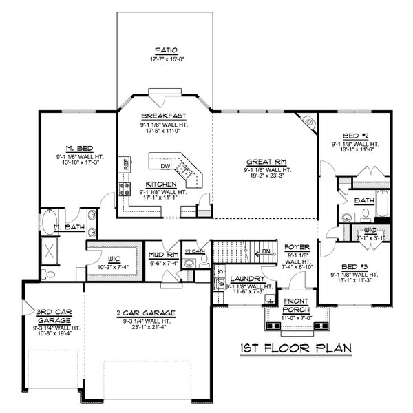 Architectural House Design - Ranch Floor Plan - Main Floor Plan #1064-47