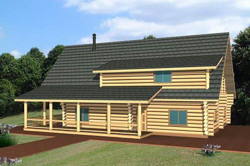 Home Plan - Log Exterior - Front Elevation Plan #117-553