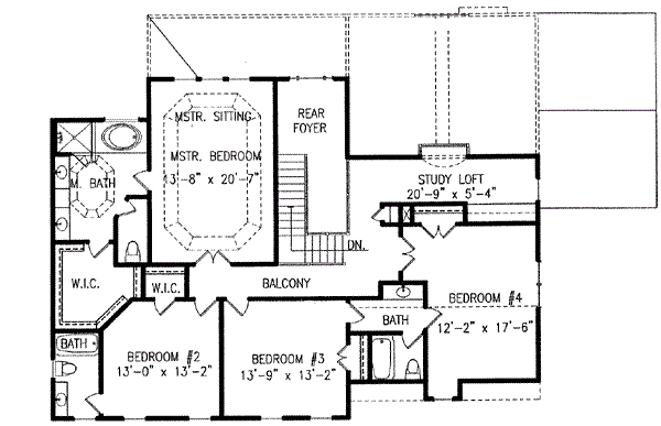 Architectural House Design - Traditional Floor Plan - Upper Floor Plan #54-134