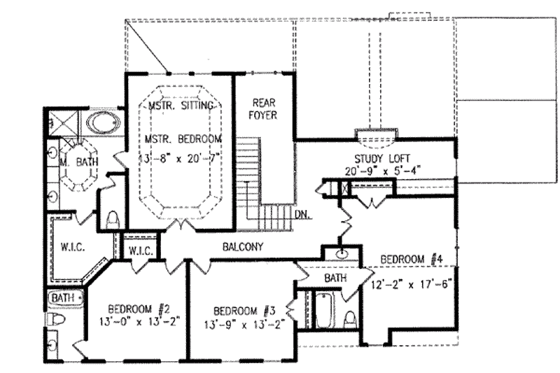 House Plan Design - Floor Plan - Upper Floor for Traditional House Plan #54-134 - 4 bed, 3.5 bath